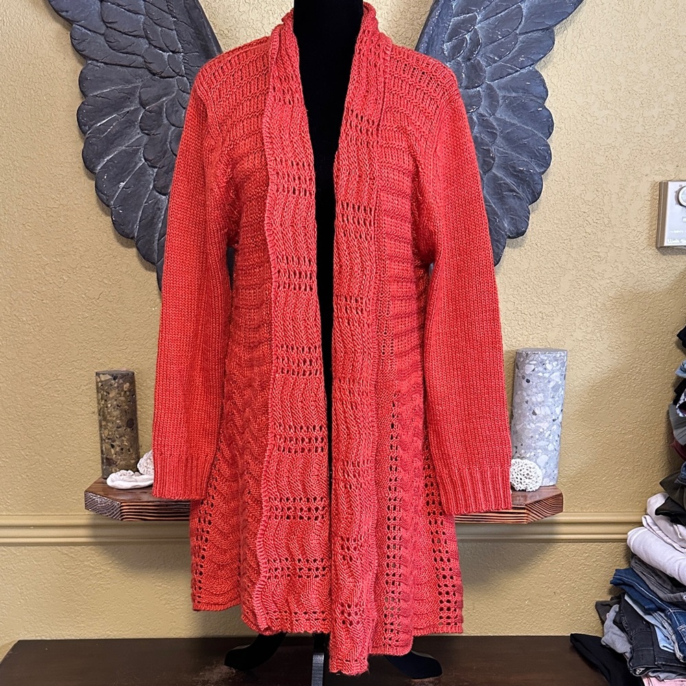 Orange Fashion Open-Front Cardigan Sweater